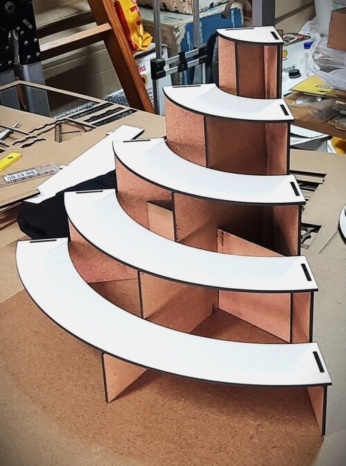 5-Tier Colour MDF Retail Stand (Quarter Circle)