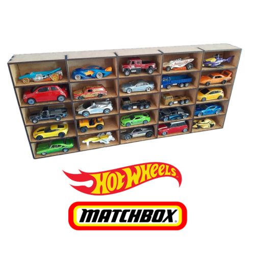 1:64 Model Car Display Shelf - Stylish Storage Shelf for Hot Wheels & Matchbox Collections (25 Cars)