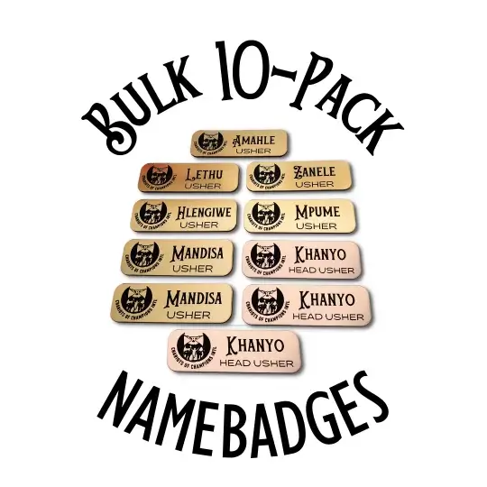 10 Pack Custom Engraved Name Badges (75mmx25mm) with Neodymium Magnets - Customizable Colours | 1.3mm Thickness